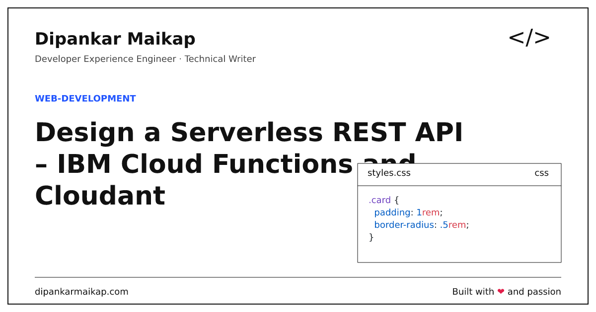 Design a serverless REST API – IBM cloud functions and cloudant